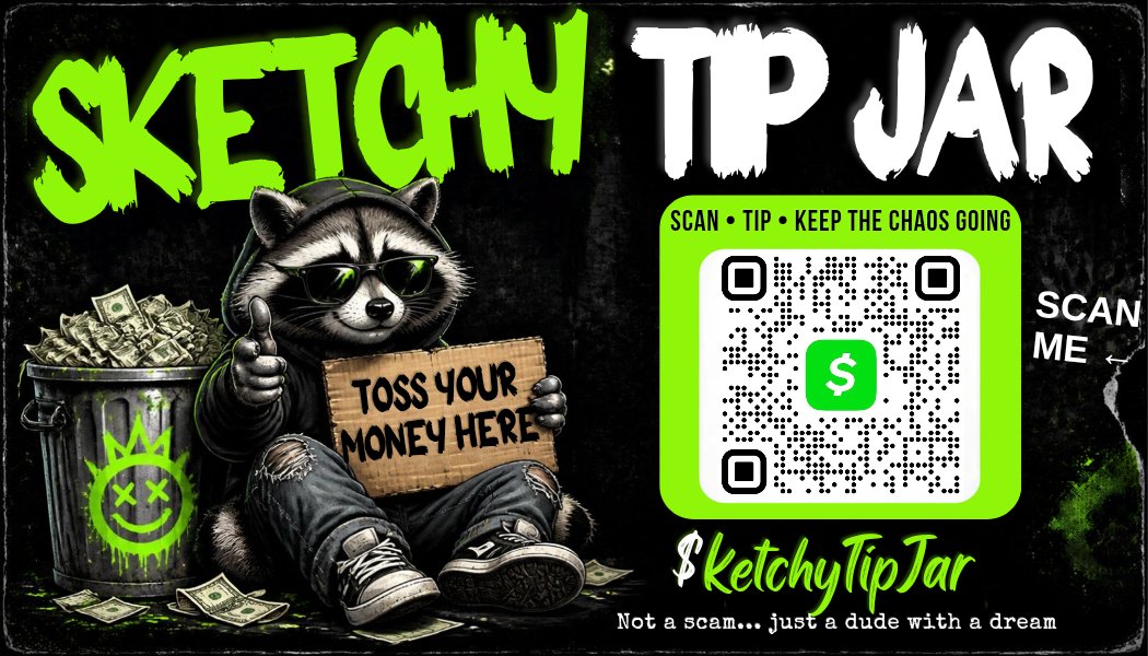 The Sketchy Tip Jar raccoon, in a suit, counting cash
